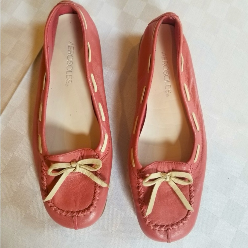 Moccasins by Aerosoles, dusty pink with ivory details. Size 6.5M.